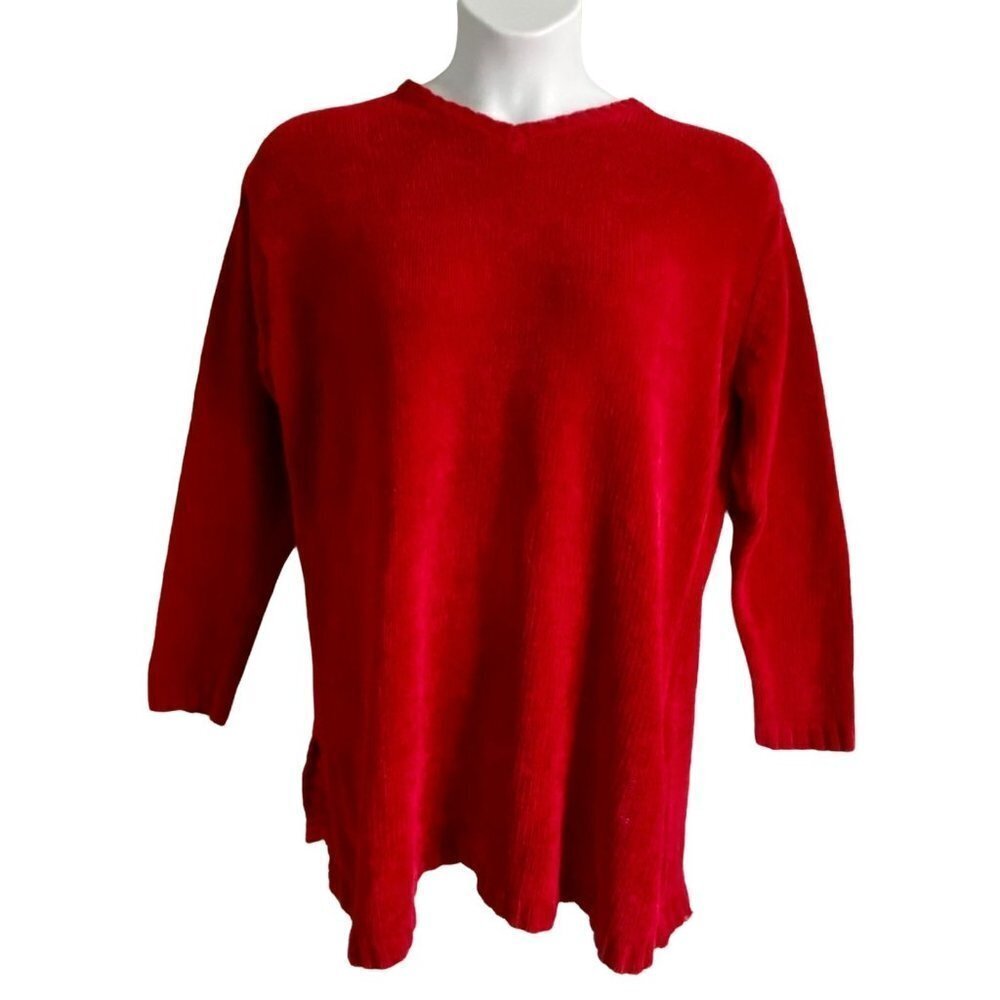 Express Tricot Red Acrylic Tunic Long Sleeve Sweater Small